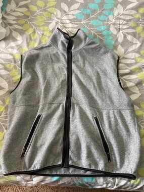 Gray Sleeveless Zip Front Fleece Vest